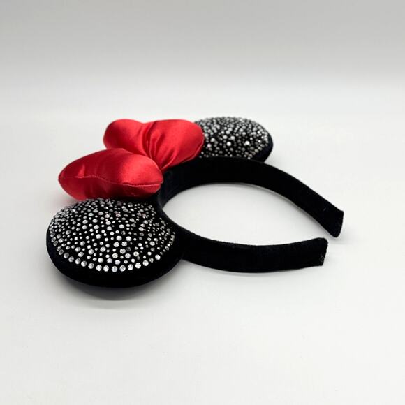 Disney Minnie Mouse Sparkly Rhinestone Ears Headband With Red Plush Bow main image 9